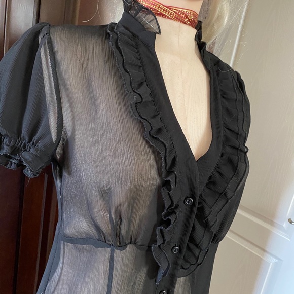 Transparent Sexy Night Gown Dress Black 6 intimate - Picture 9 of 16